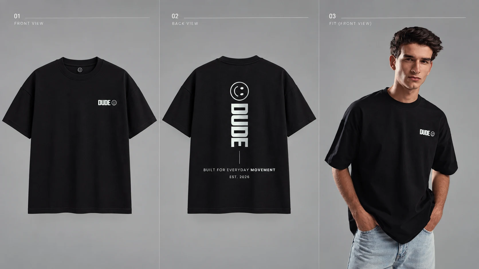 Original DUDE black T-shirt product and model reference