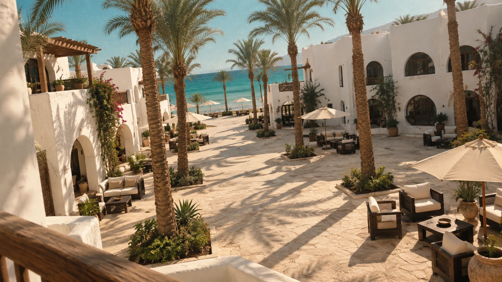 Generated elevated view of the palm courtyard