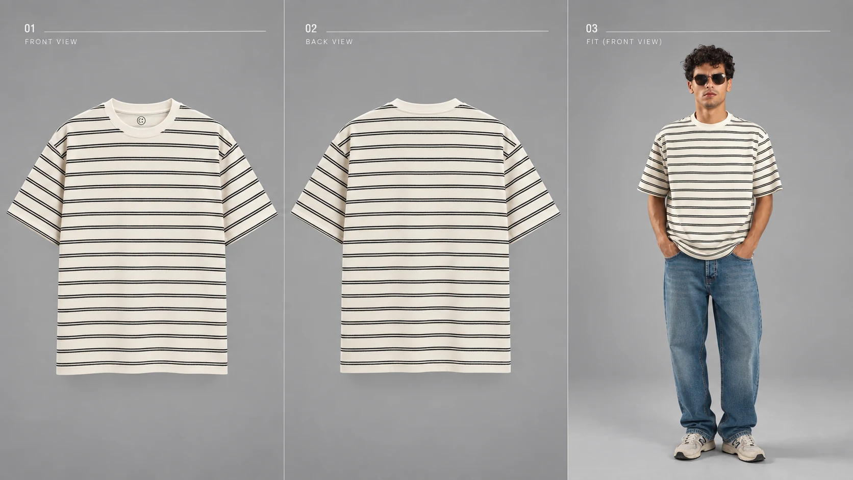 Original Getwinn striped T-shirt and model product reference