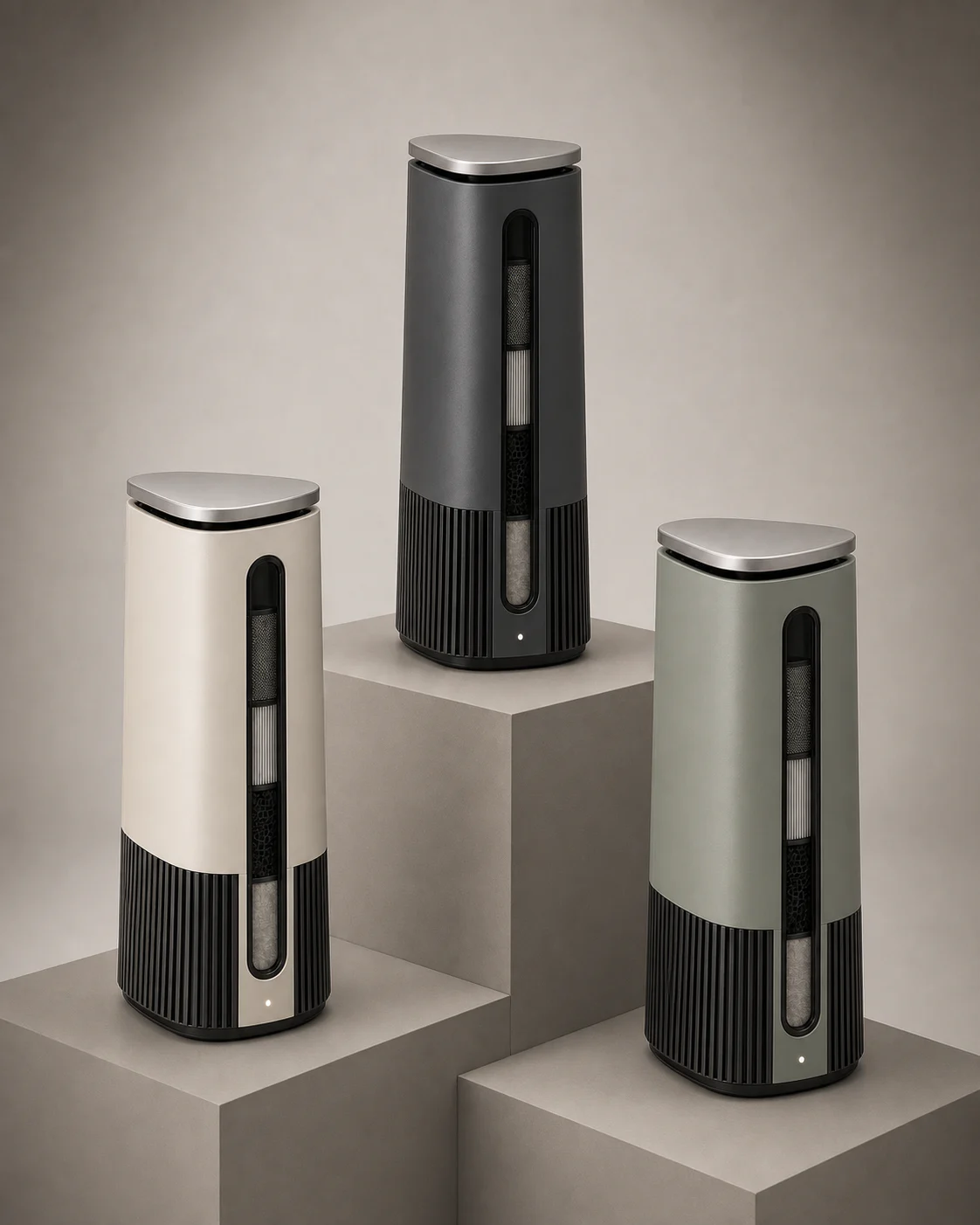 AEROVA Cirrus P1 shown in mineral-ivory, graphite, and coordinated finish variations