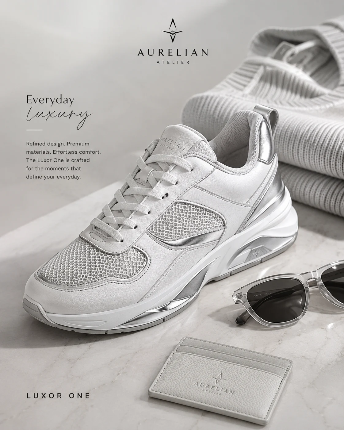 Aurelian Luxor One campaign image with the shoe suspended in a high-energy environment