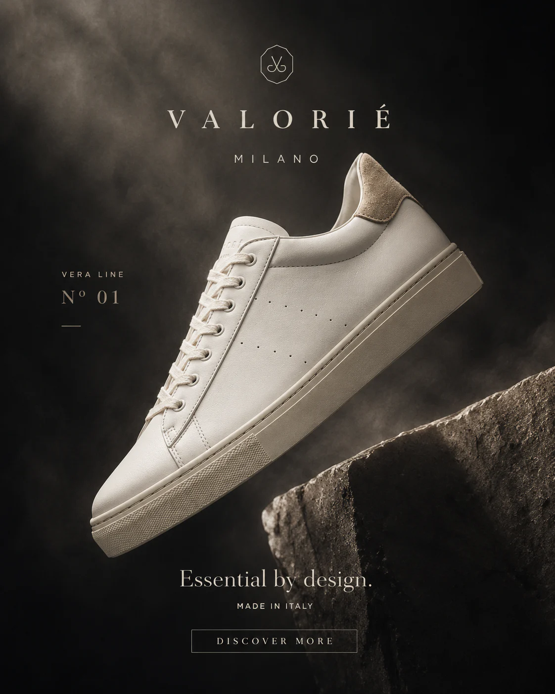 Valorie Milano sneaker in a pale architectural corridor