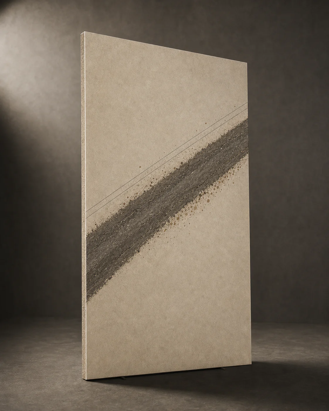 OROSA Strata 04 full slab displayed upright in an architectural studio