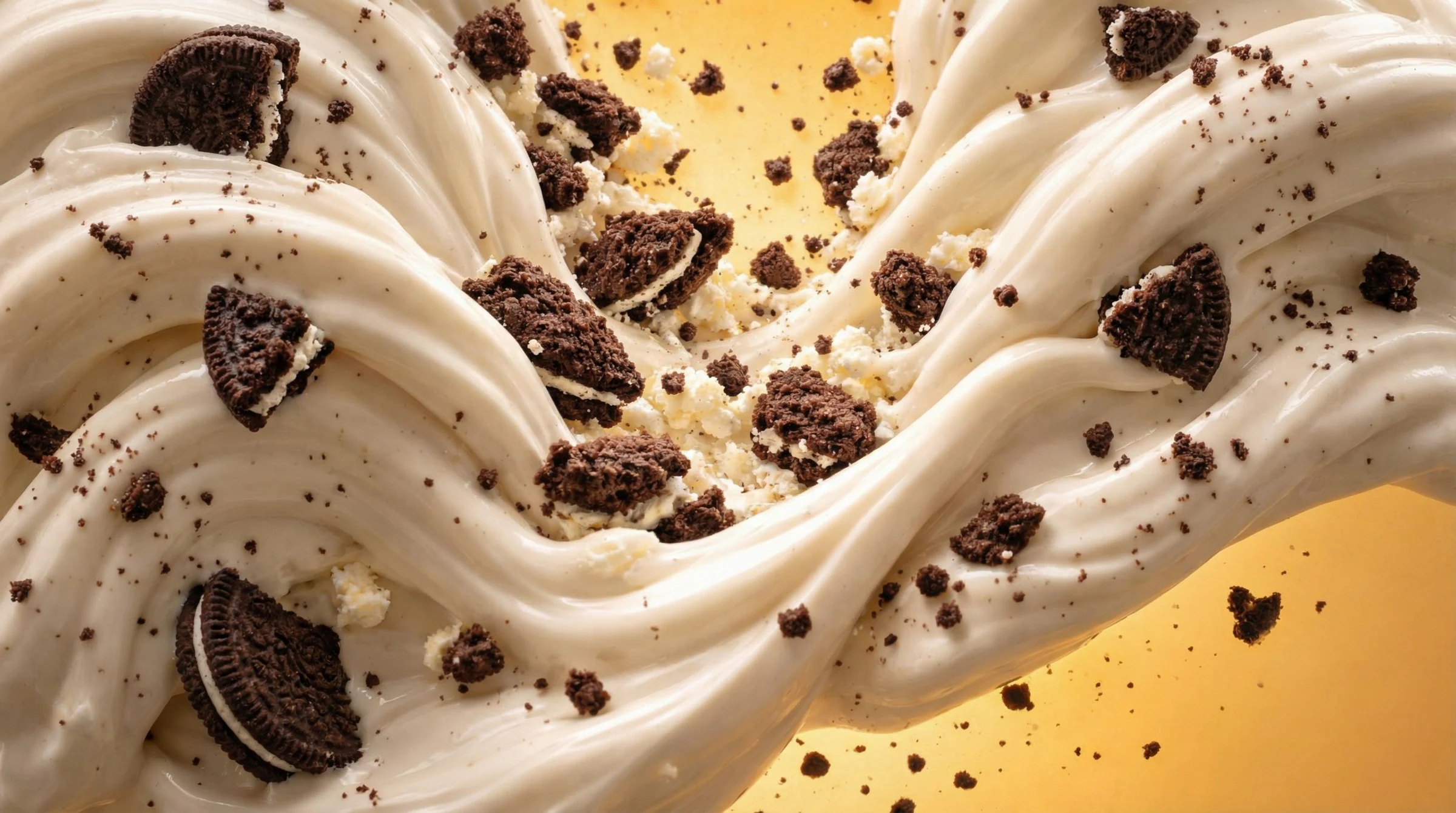Biscolata white chocolate sticks pack against flowing white chocolate