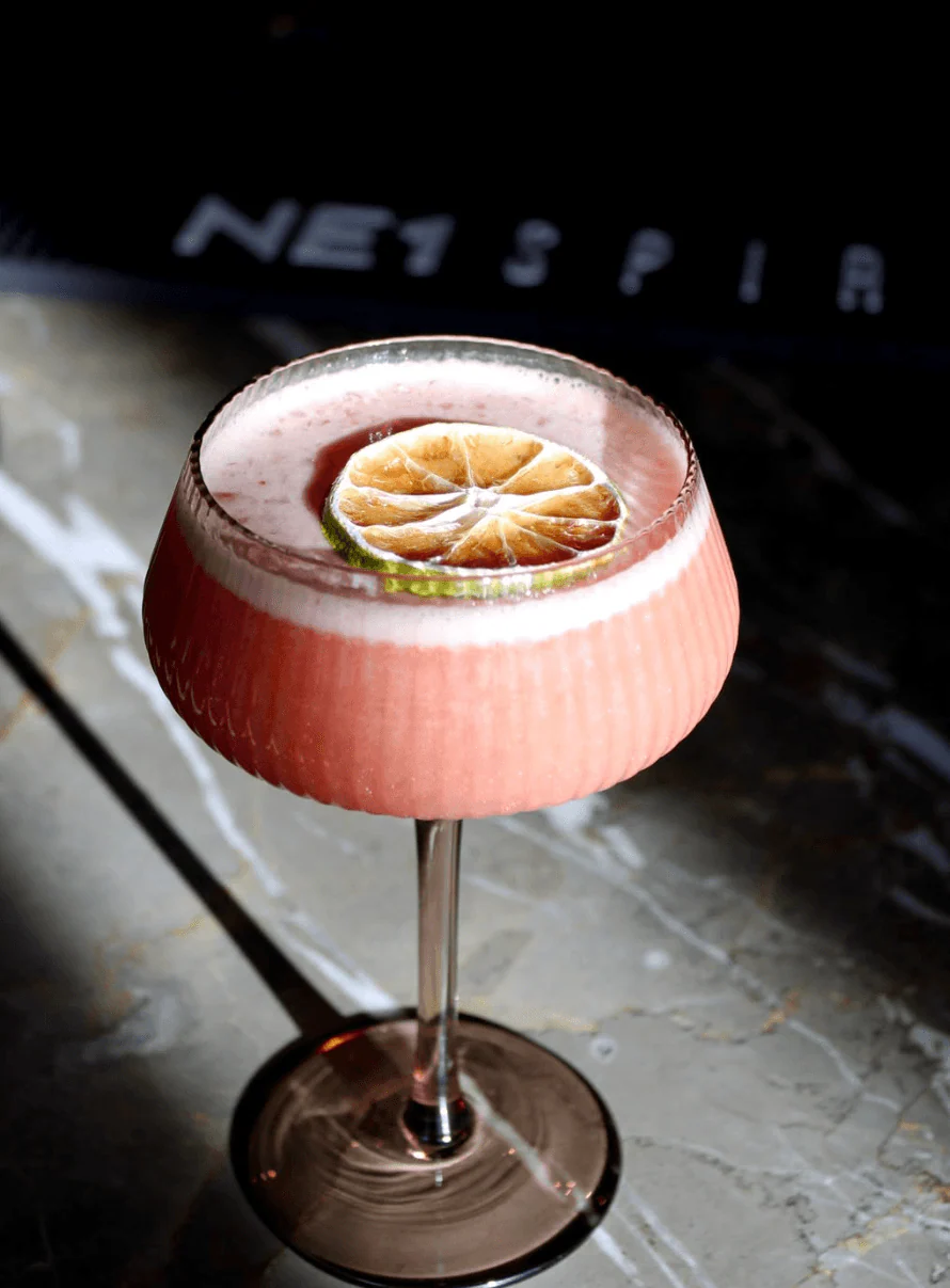 Original pink cocktail photo used as a source reference