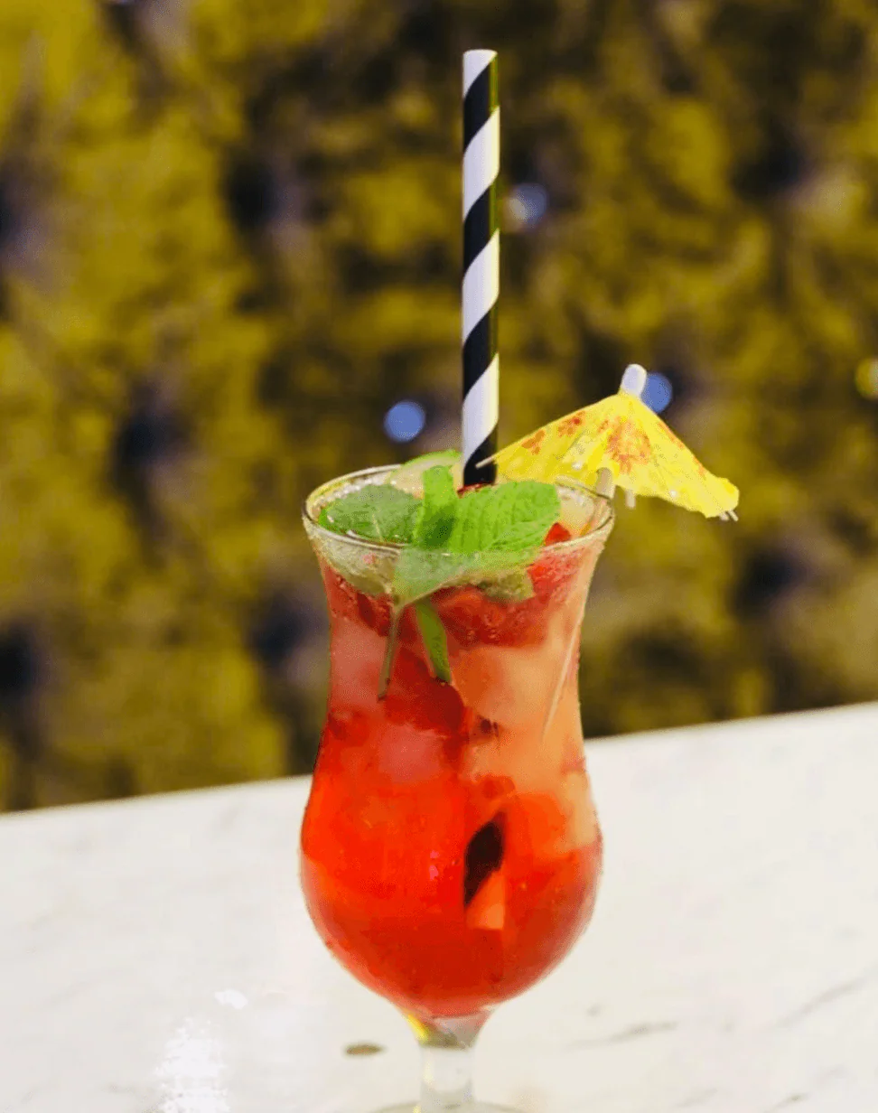 Original red fruit cocktail photo used as a source reference