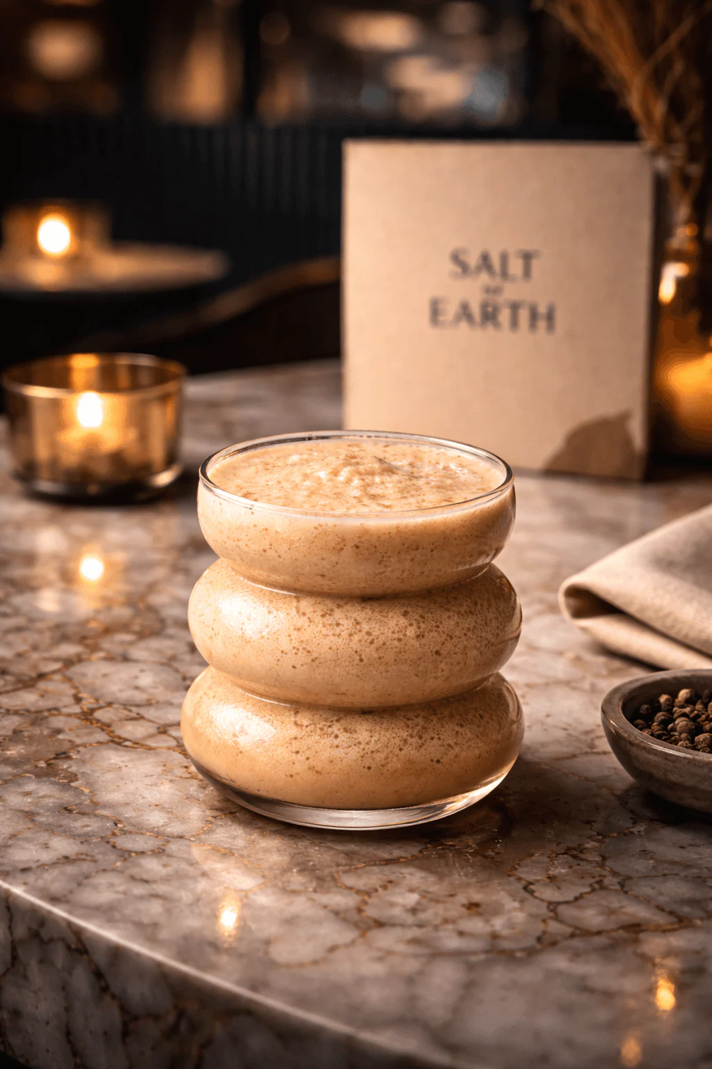 AI-generated stacked dessert presentation at Salt of Earth